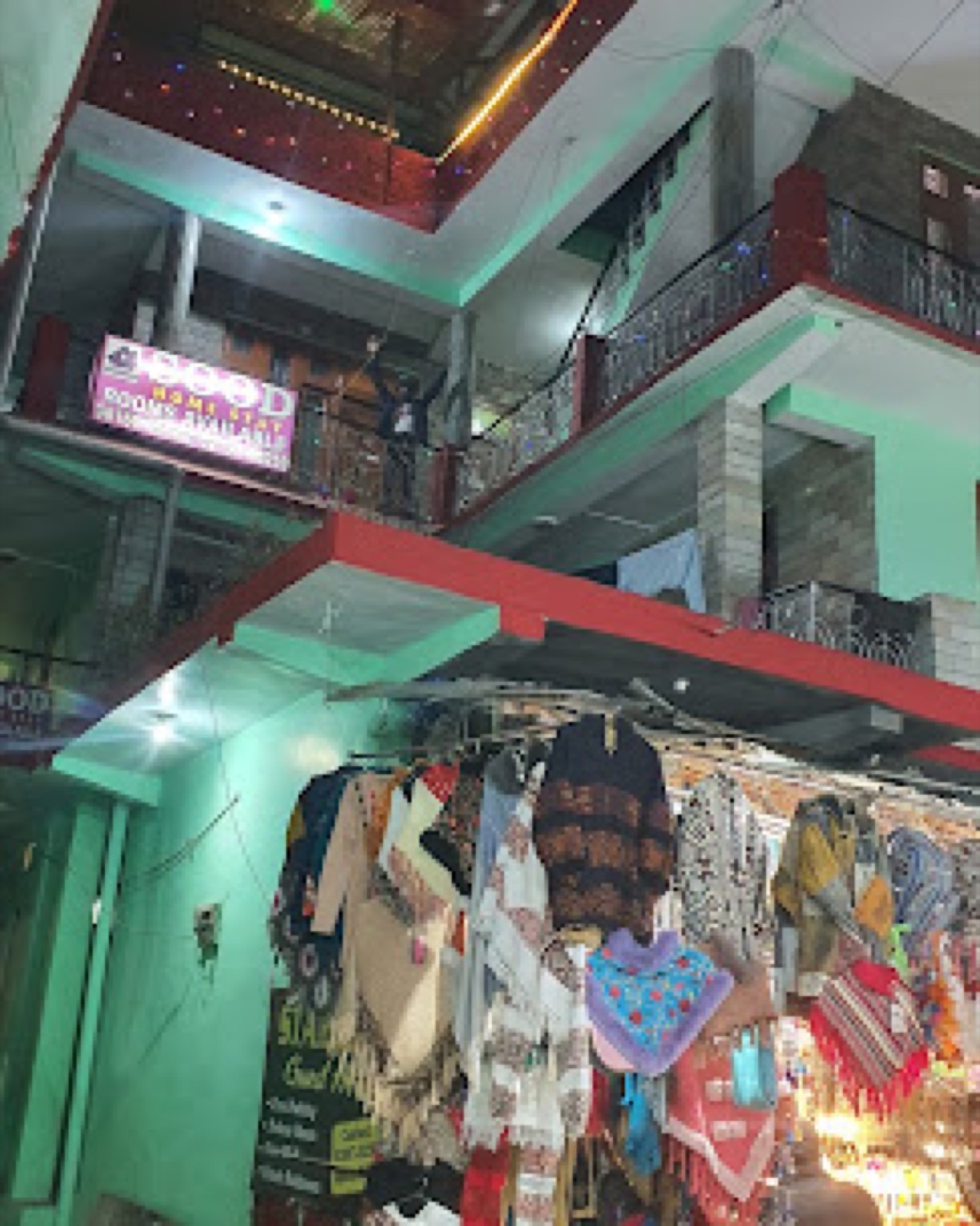 Sood Homestay building at night on the Kasol lane